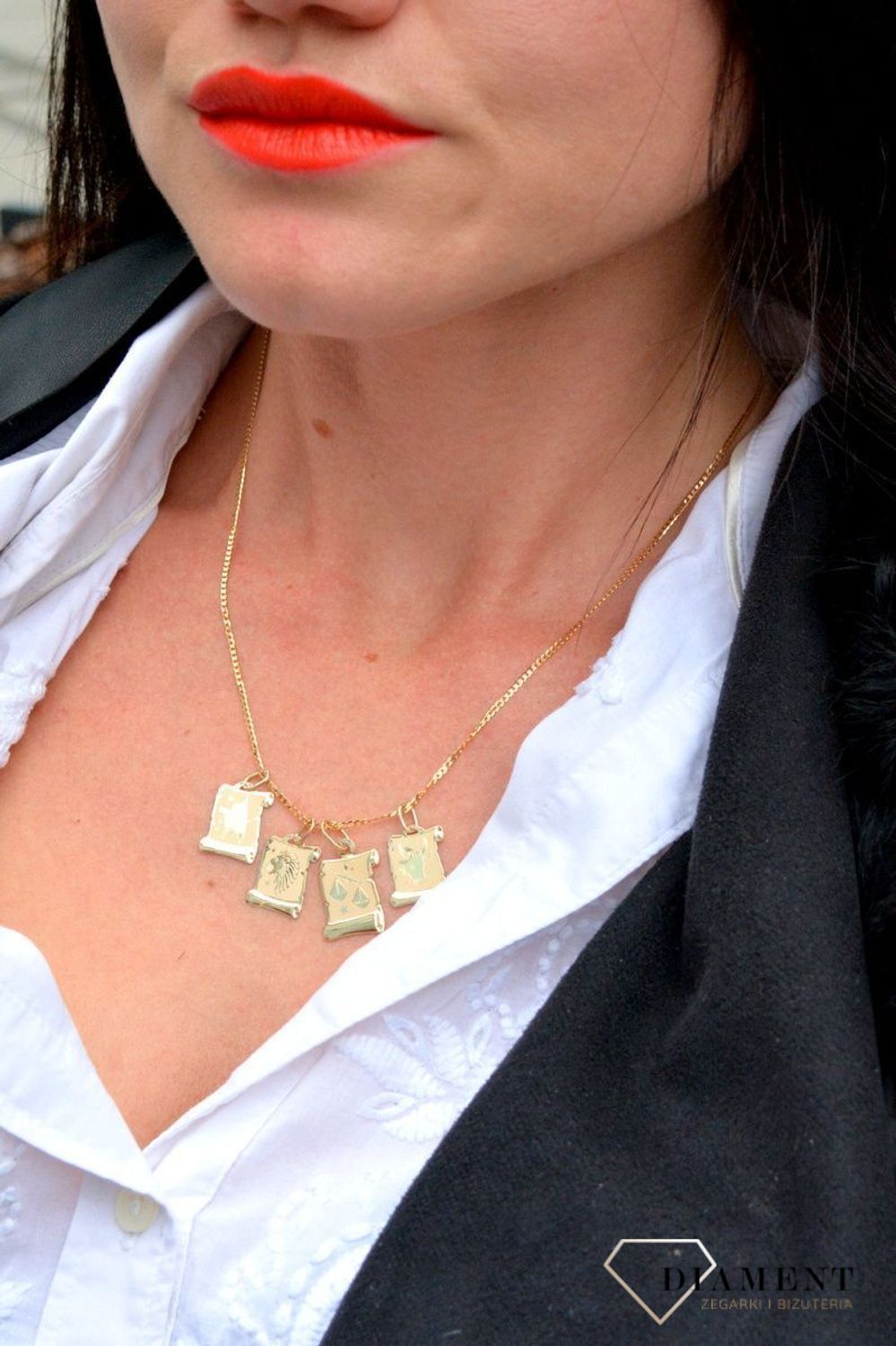 Złota zawieszka znak zodiaku Lew.jpg